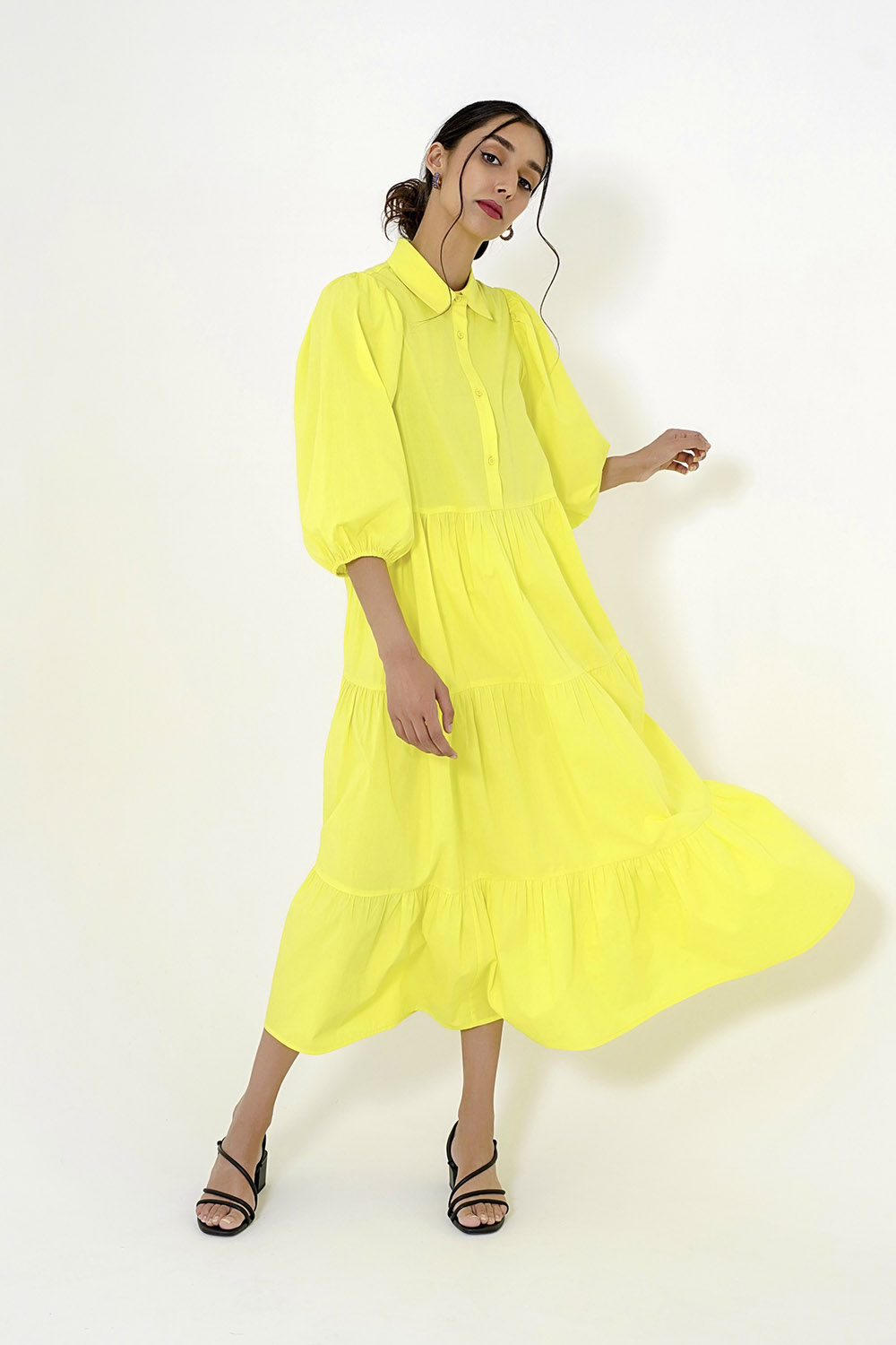 Yellow Tiered A-Line Maxi Dress